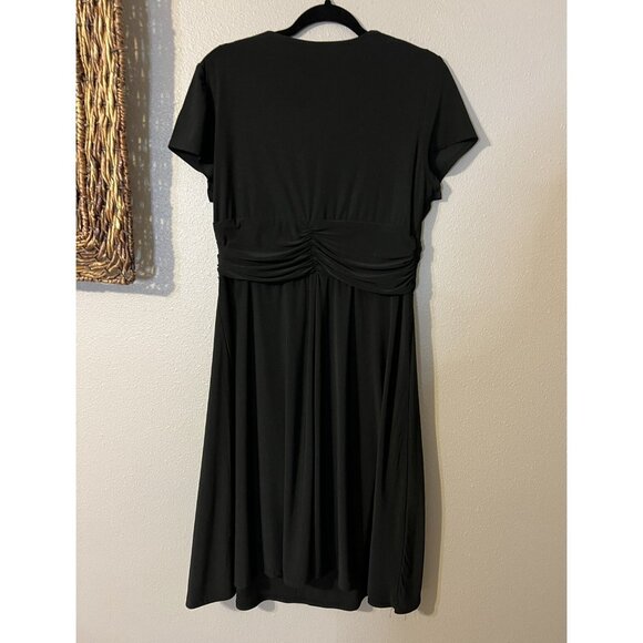 R&M Richards Black Dress 14 Short Sleeve Crystal A Line Stretch Cruise Party NEW - Picture 7 of 7